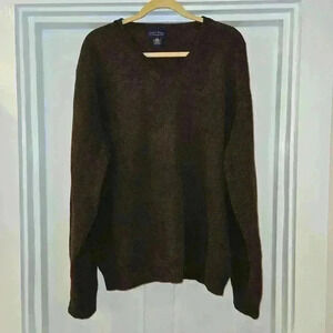 Club Room by Charter Club 100% Lambs Wool V-Neck Sweater Brown Size XXL